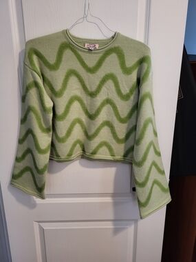 VRG GIRL Sage and Olive Chevron Crewneck Sweater